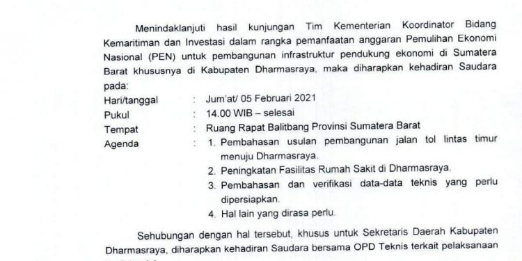 Hari Ini, Usulan Pembangunan Pintu Tol Dharmasraya Dibahas di Tingkat Provinsi Sumbar