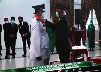 Pemko Solok Ikuti Pelantikan Wako Zul Elfian dan Wawako Ramadhani Kirana Putra Secara Virtual
