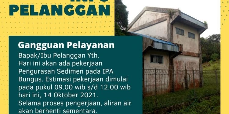 Perumda Air Minum Kota Padang Lakukan Pengurasan Sendimen IPA Bungus
