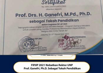 Rektor UNP Ganefri Dinobatkan Jadi Tokoh Pendidikan   