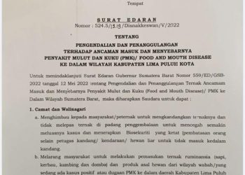 Pemkab Limapuluh Kota Terbitkan Aturan Cegah Sebaran PMK