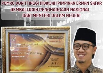 Ekonomi Masyarakat Meningkat, Pemko Bukittinggi di Bawah Pimpinan Erman Safar, Kembali Raih Panghargaan Nasional Dari Mendagri