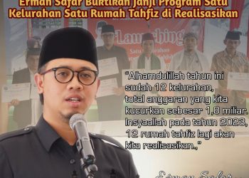 Erman Safar Buktikan Janji, Program 1 Kelurahan 1 Rumah Tahfiz Direalisasikan